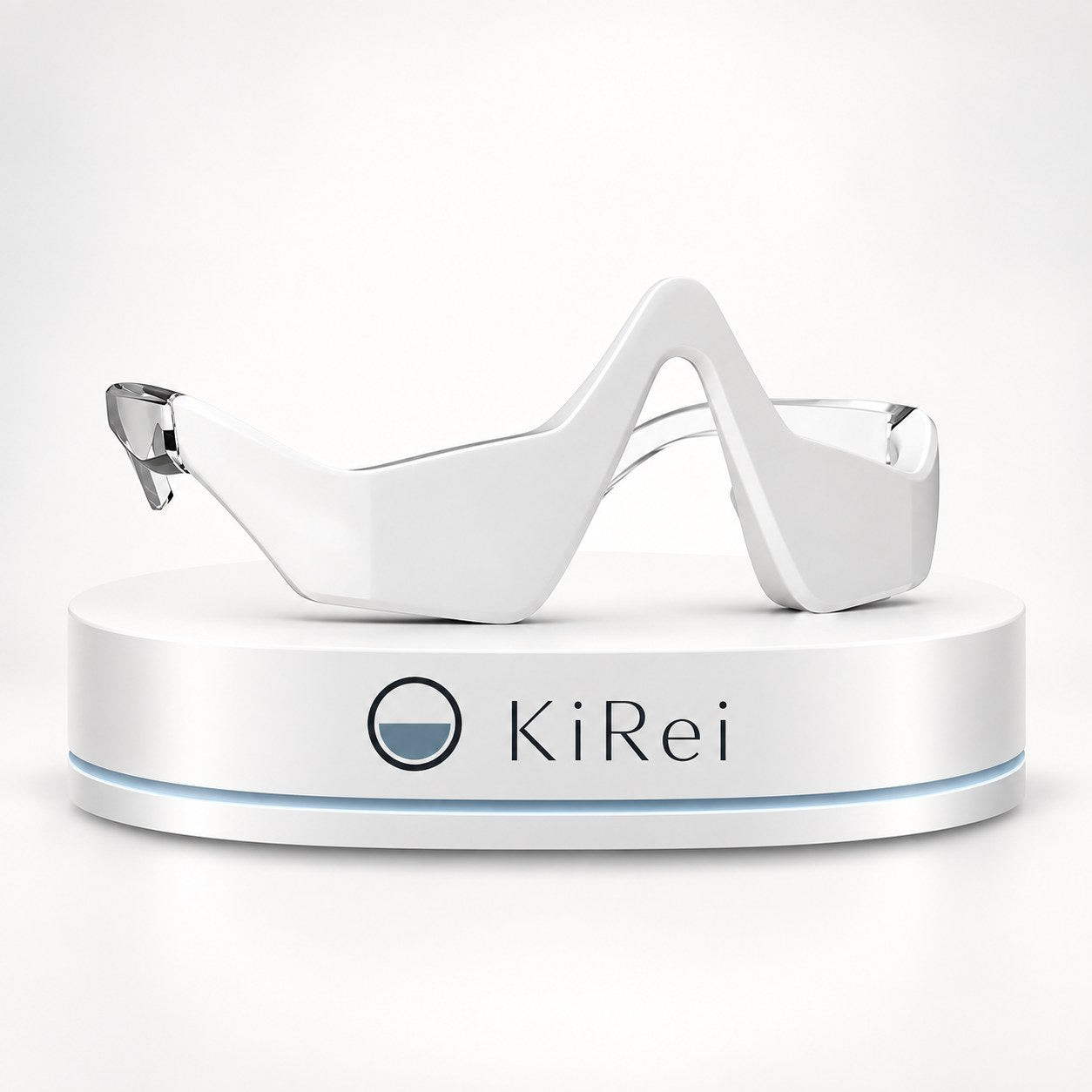 The KireiEyes device, worn under the eyes like a pair of glasses